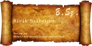 Birik Szilviusz névjegykártya